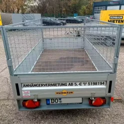 Gebrauchter Humbaur PKW Anhänger 1300 kg mit 60 cm Gitteraufsatz, 100 km/h