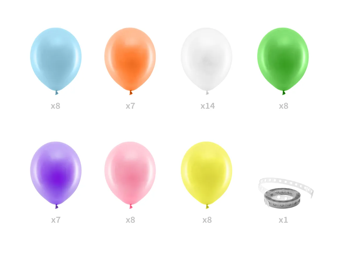 Girlande: Ballons Regenbogen / 1Pak. 60 Stk.