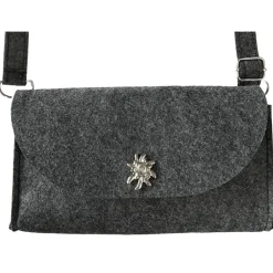 Handtasche, grau, Filz  mit Edelweiß