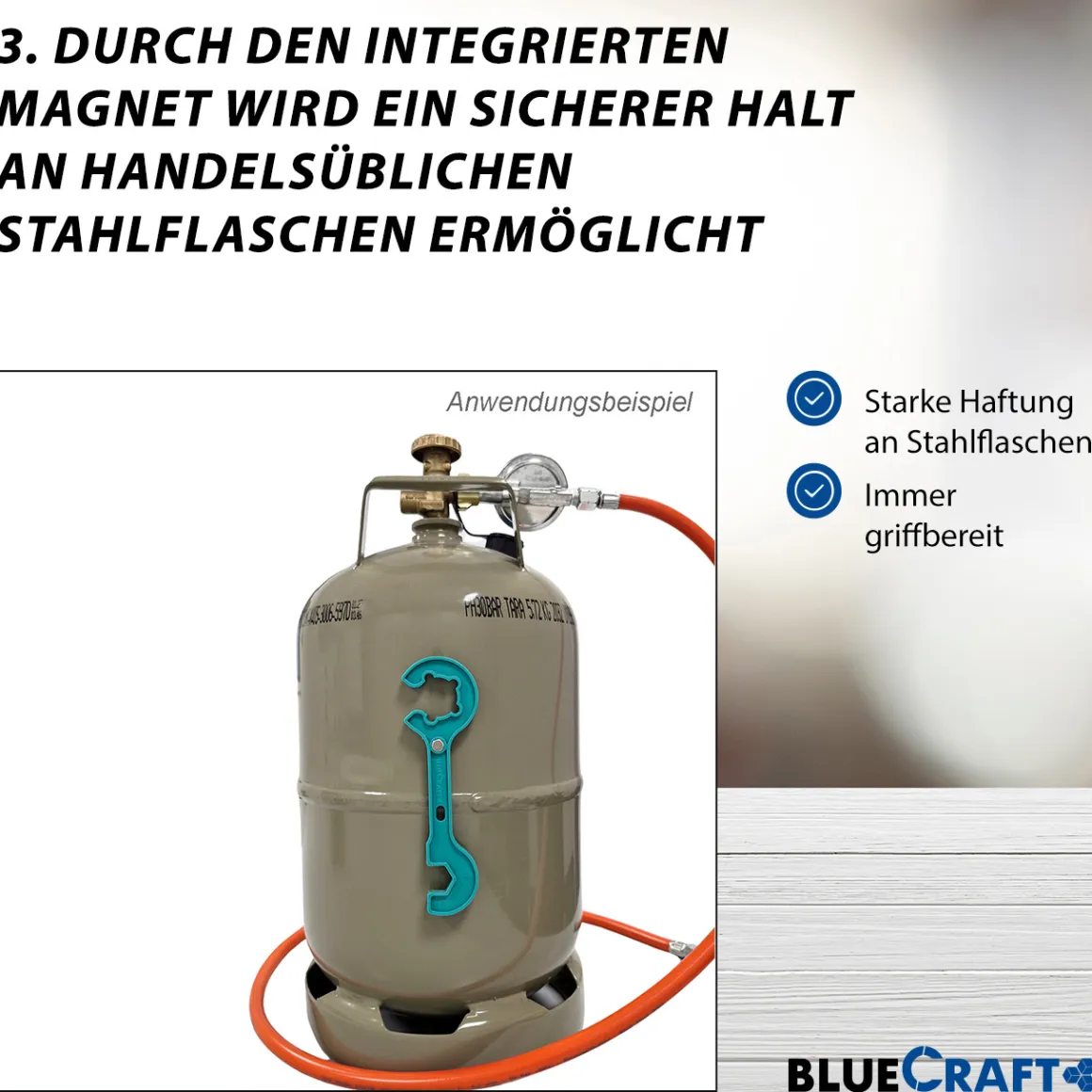 Haushalts-Gasdruckregler 50 mbar für Innenräume Druckminderer für Propan-Gasflaschen mit Gasregler-Schlüssel 2 in 1