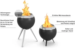 Höfats Moon 45 All Black Feuerschale mit niedrigem Fuß
