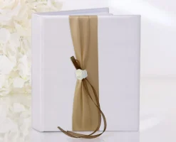 Hochzeitsgästebuch: Satin-Stoff, Creme / Braun 45 Seiten