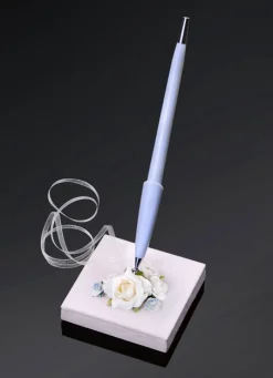 Hochzeits-Stifthalter: Creme / mit Blumen