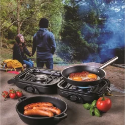 Kemper Campingkocher 2-flammiger Faltkocher in schwarz
