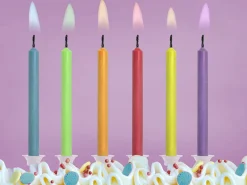 Kerzen: Bunte Flammen 6 Stück - ca. 6,5 cm