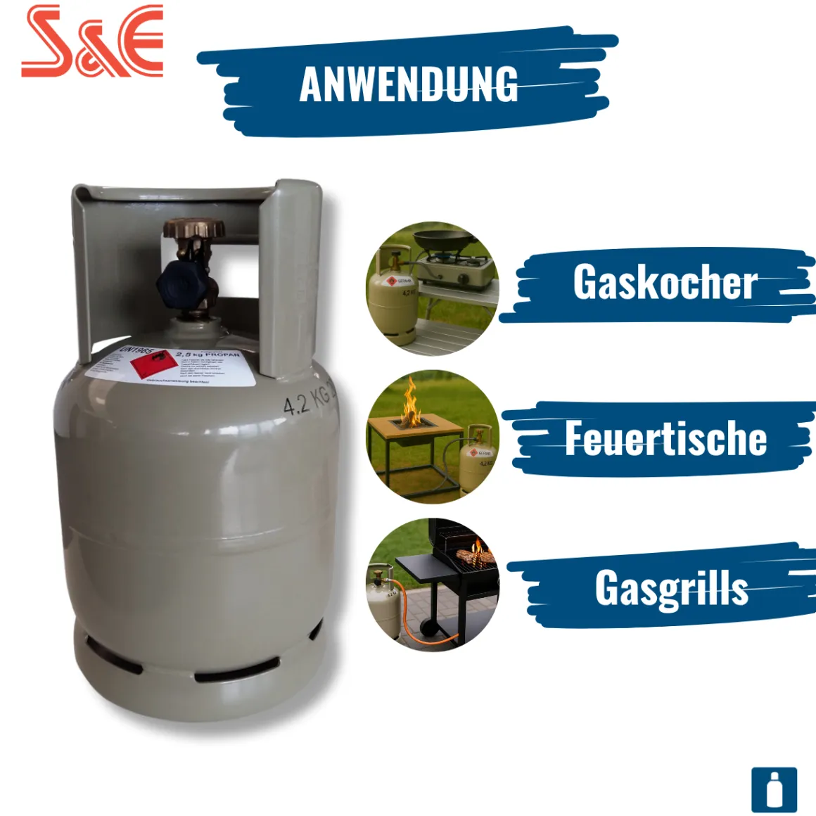 2,5kg Propangas-Flasche mit Kragen, ungefüllt, kompakt und leicht