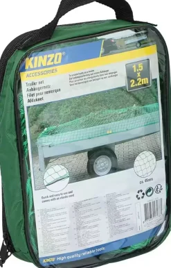 KINZO Anhängernetz 1,5x2,2m Ladungssicherungsnetz  mit elastischem Gummizug Maschenweite 45 mm