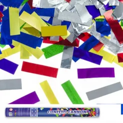 Konfettikanone: bunt-metallic Konfetti