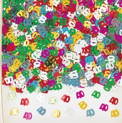 Konfetti: Zahl 40 bunt metallic Mix 14 g.