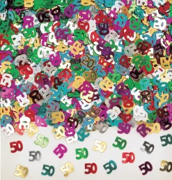Konfetti: Zahl 50 bunt metallic Mix  14 g.