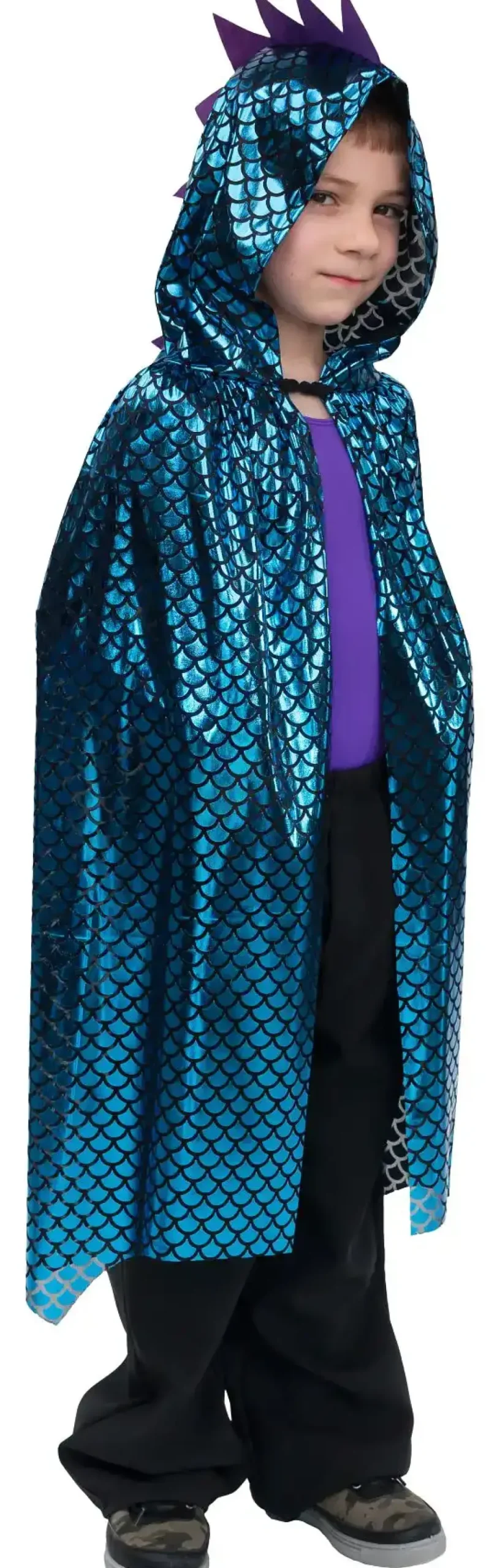 Kostüm: Drachen Cape blau Gr.: 140 - 152 Cape mit Kapuze
