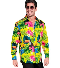 Kostüm:Party Fashion Hemd, Neon Tropenmuster  Größe: L / XL