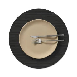 LIND DNA Tischset circle L Corduroy Black Ink Ø 38 cm recyceltes Leder