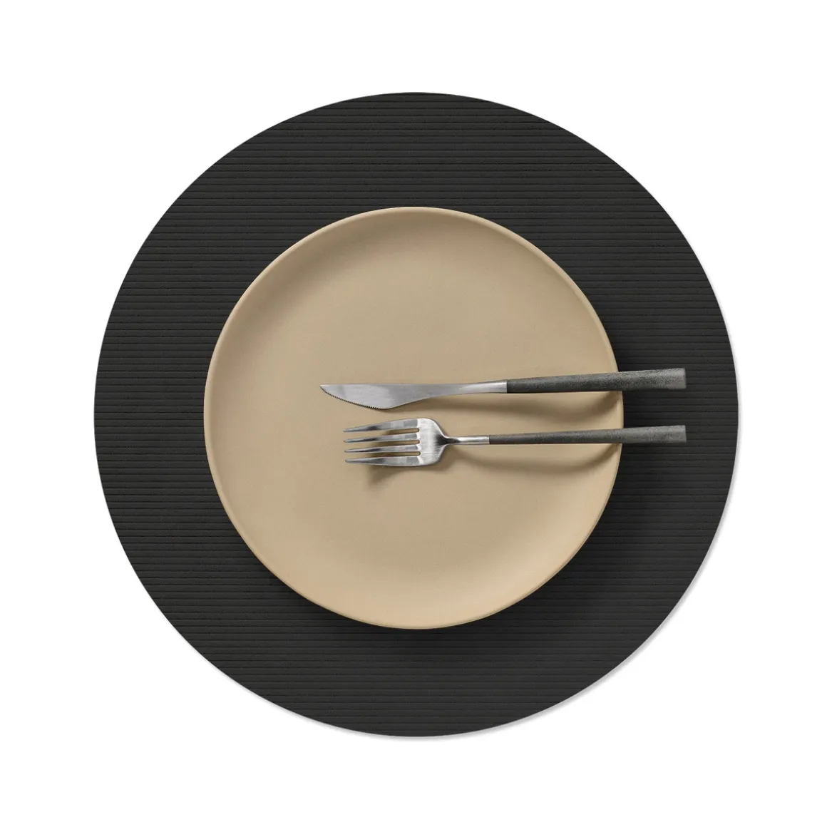 LIND DNA Tischset circle L Corduroy Black Ink Ø 38 cm recyceltes Leder