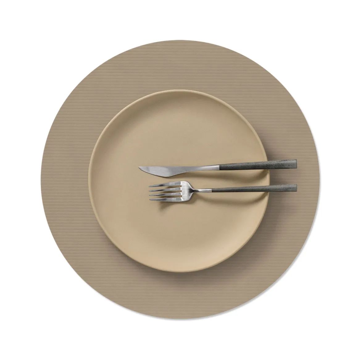 LIND DNA Tischset circle L Corduroy Clay Brown Ø 38 cm recyceltes Leder