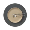 LIND DNA Tischset circle L Corduroy Anthracite  Ø 38 cm recyceltes Leder