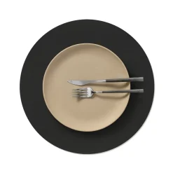LIND DNA Tischset circle L Nupo Black ink Ø 38 cm recyceltes Leder
