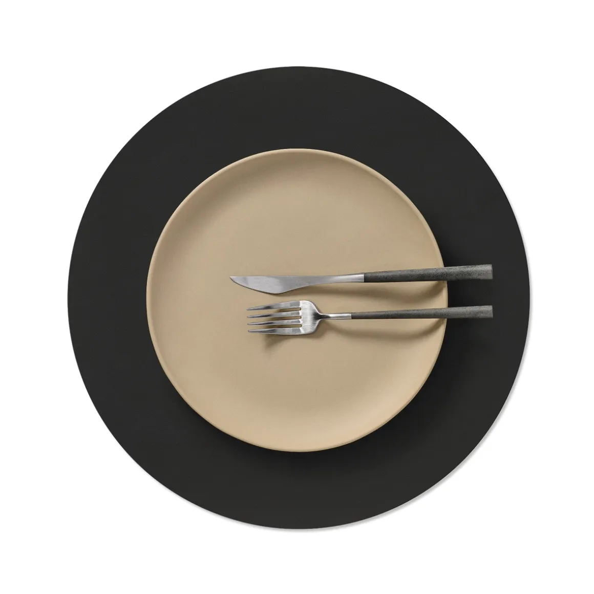 LIND DNA Tischset circle L Nupo Black ink Ø 38 cm recyceltes Leder