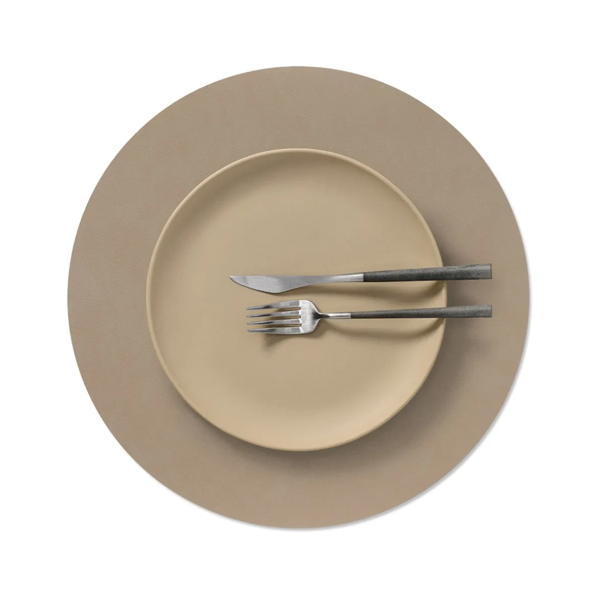 LIND DNA Tischset circle L Nupo Clay Brown Ø 38 cm recyceltes Leder