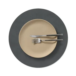 LIND DNA Tischset circle L Nupo Anthracite  Ø 38 cm recyceltes Leder