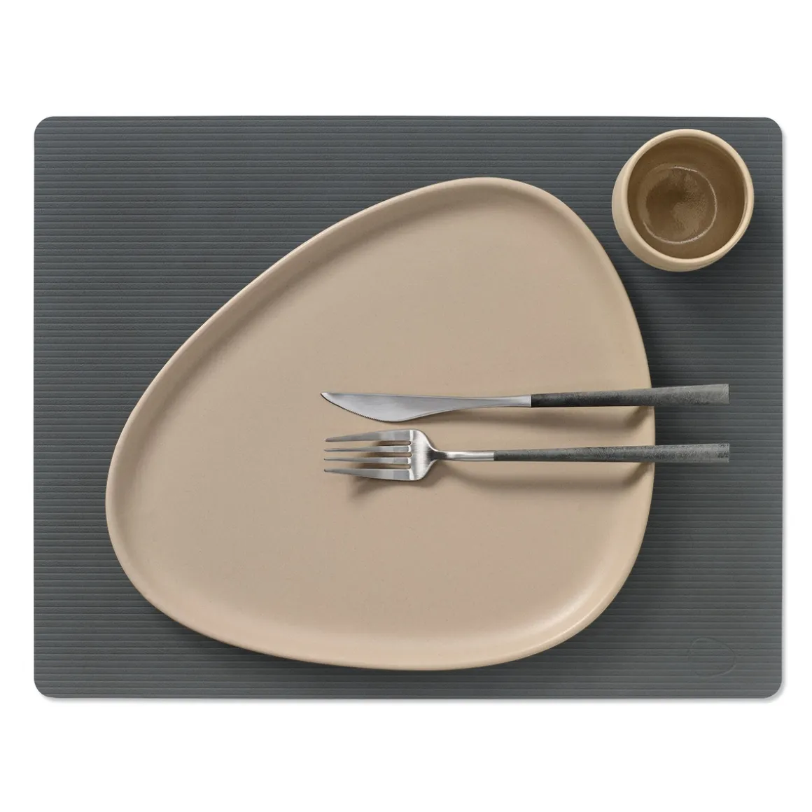 LIND DNA Tischset Square L Corduroy Anthracite 35x45 cm recyceltes Leder