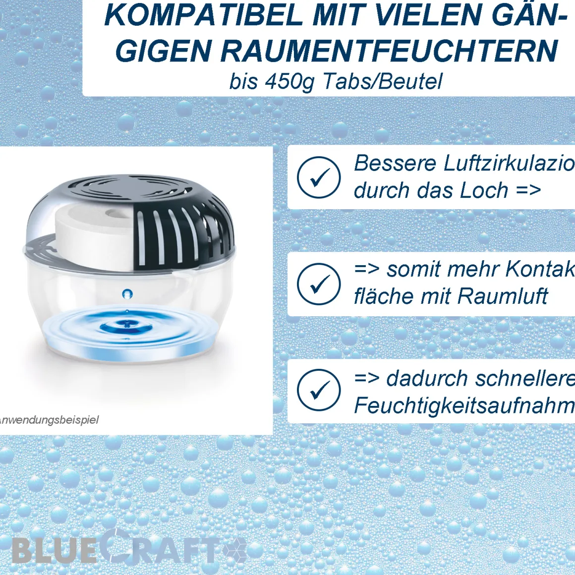 Luftentfeuchter Granulat Tabs mit Loch 4x 425g ohne Duft