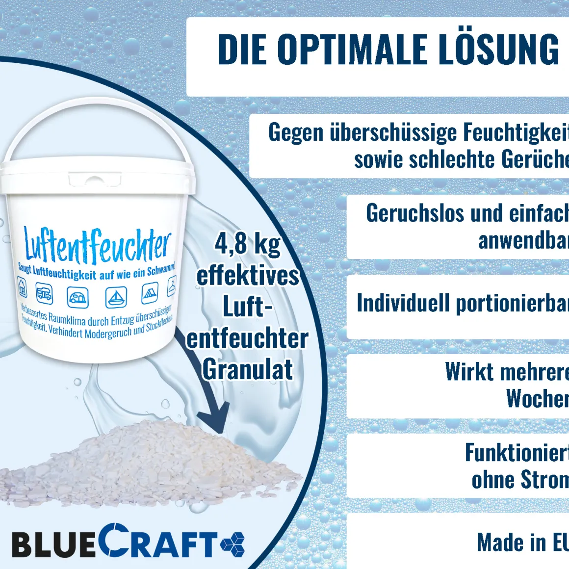 Luftentfeuchter Granulat 2x 4,8 kg 2x 5 L Nachfülleimer