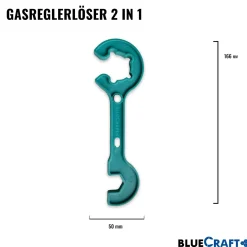 50 mbar Camping Gasregler Druckminderer  mit 100 cm Gasschlauch + Gasflaschenschlüssel