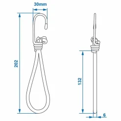 Metallhaken mit  elastischer Schleife