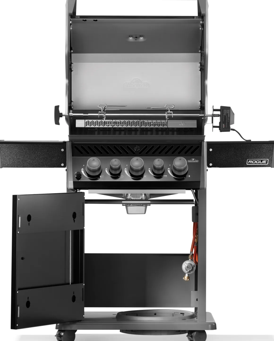 Napoleon Rogue 425 mit Gussrosten mit Drehspieß und Backburner