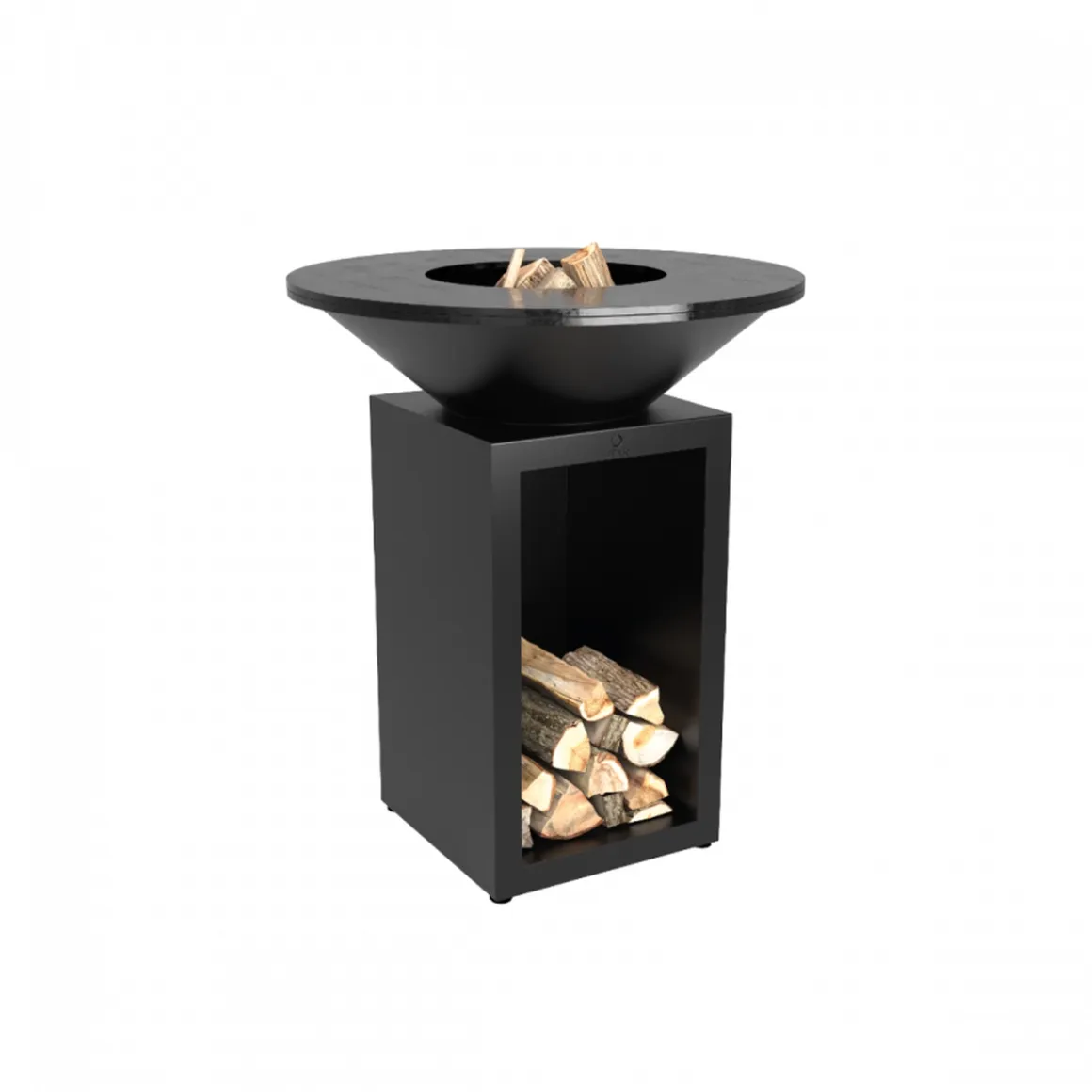 Ofyr Classic Storage Black Feuerplatte 85 mit Holzfach