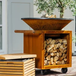 OFYR Classic+ Storage Corten Feuerplatte 100 PRO mit Holzfach