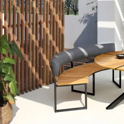 Onyx Bank Viertelkreis Alu-Teak 171x70x75,5 cm