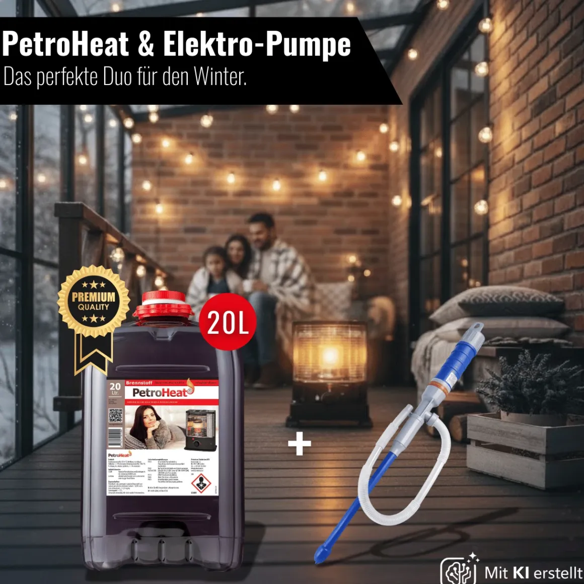 Petroleum geruchsarm 20 Liter Kanister mit elektrischer Pumpe für Petroleumofen Heizofen