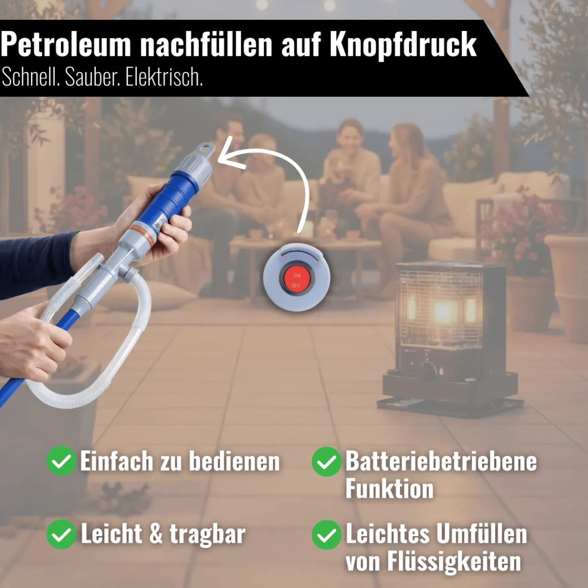 Petroleum geruchsarm 20 Liter Kanister mit elektrischer Pumpe für Petroleumofen Heizofen