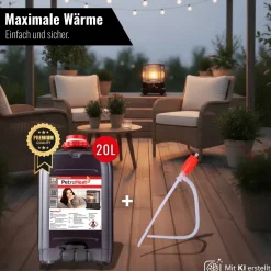 Petroleum geruchsarm 20 Liter Kanister  mit Handpumpe für Heizofen Petroleumofen