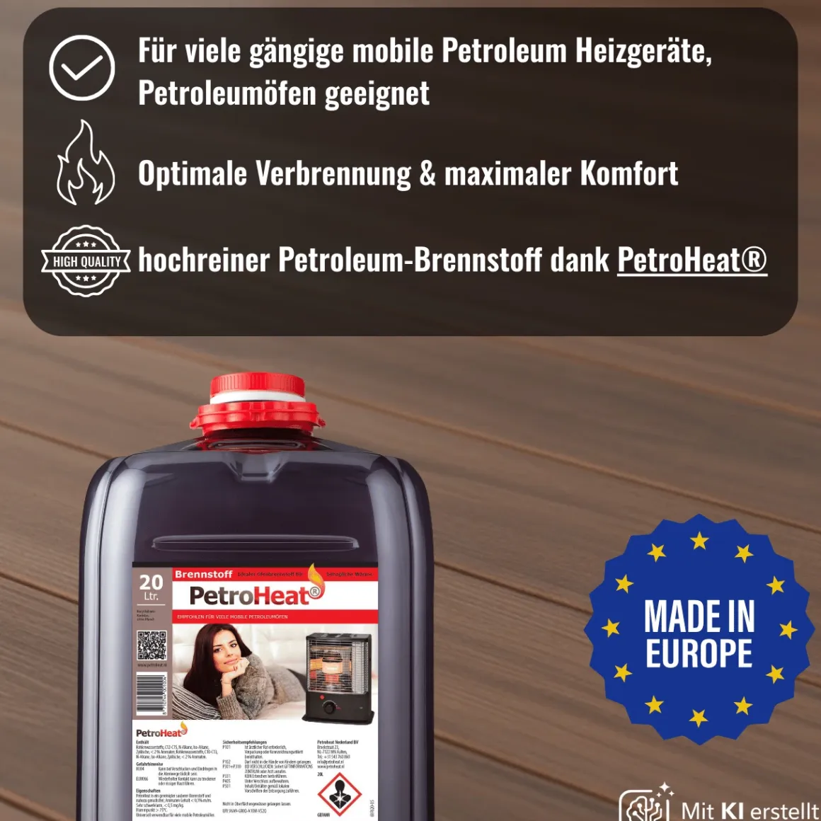 Petroleum geruchsarm 20 Liter Kanister mit Handpumpe für Heizofen Petroleumofen