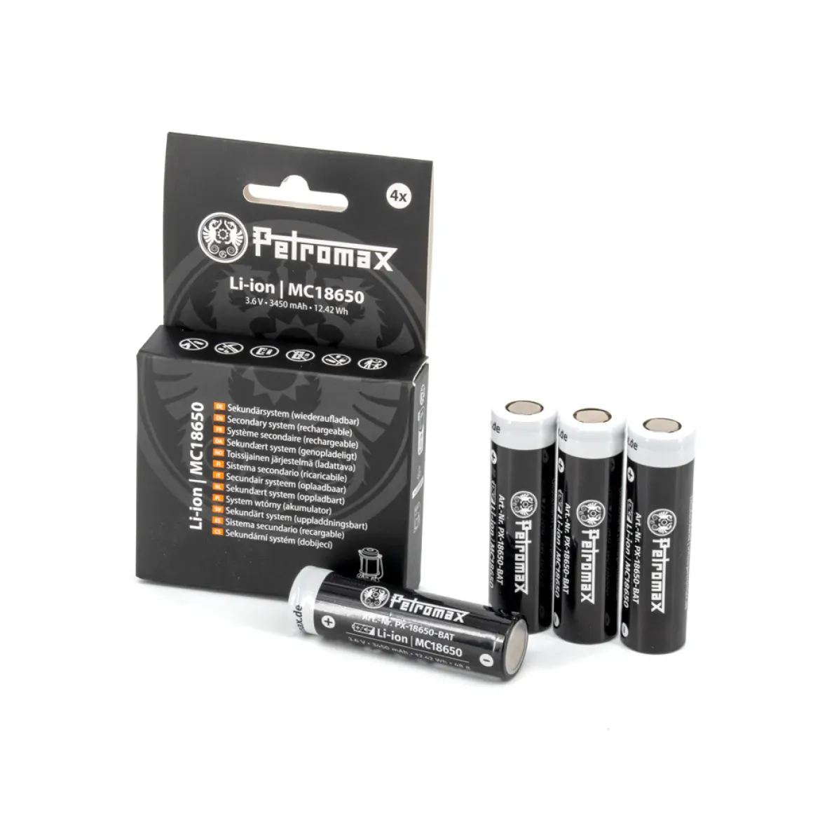 Petromax Li-Ion Akku 18650 - 4er-Set, kompatibel mit LM500 LED Laterne