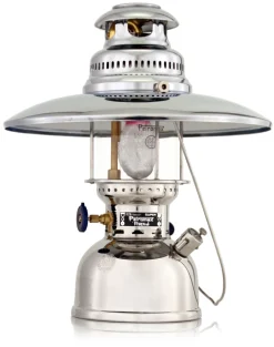 Petromax Starklichtlampe | Petroleumlampe Chrom mit Reflektorschirm