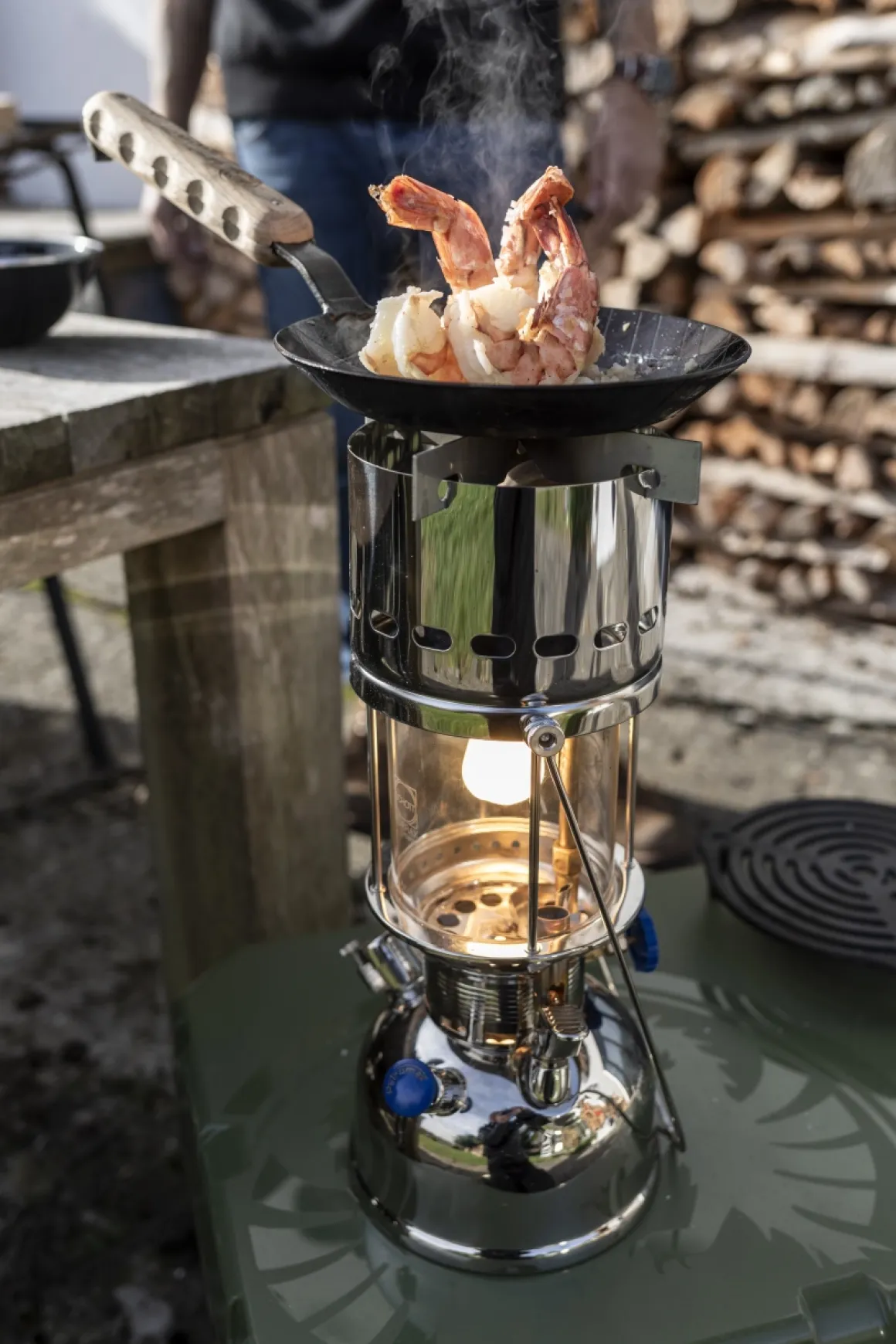 Petromax Starklichtlampe | Petroleumlampe Chrom mit Reflektorschirm