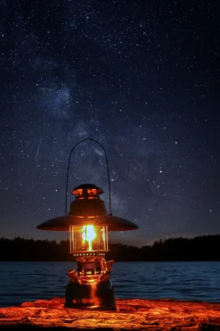 Petromax Starklichtlampe | Petroleumlampe Chrom mit Reflektorschirm