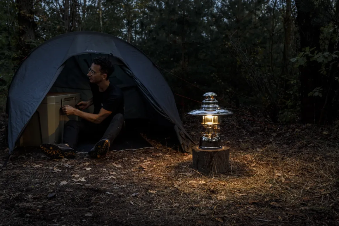 Petromax Starklichtlampe | Petroleumlampe Chrom mit Reflektorschirm