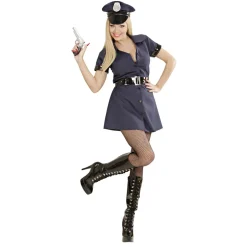 Polizistin-Kostüm für Damen – Kleid, Gürtel & Mütze Größe: S