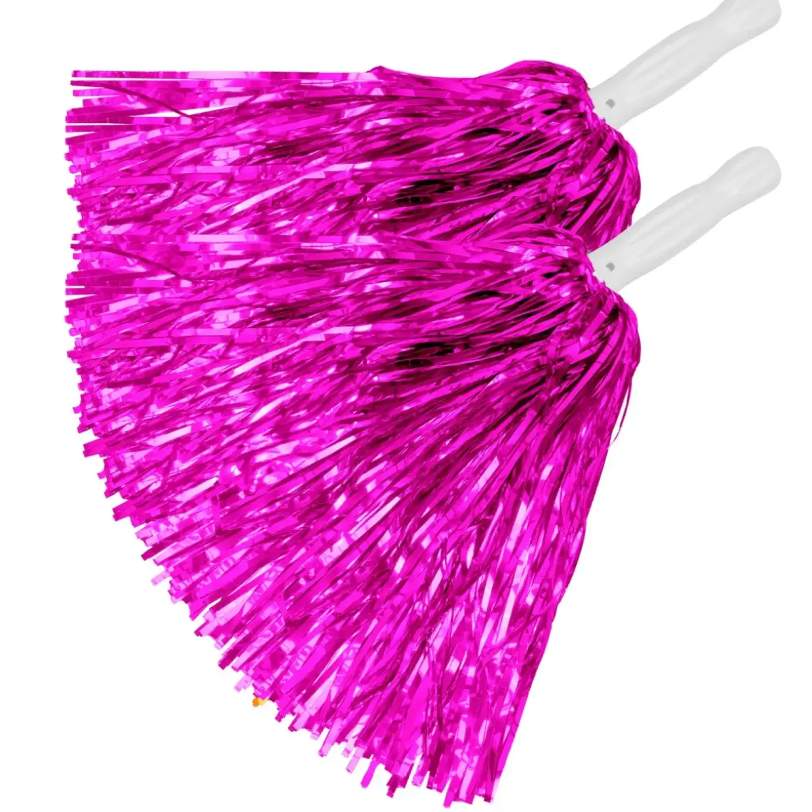 Pompons, 2 Stück Metallic, pink