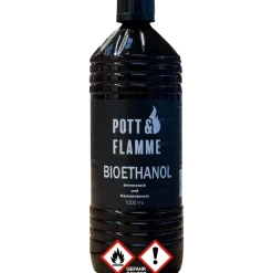 Pott & Flamme Bioethanol 1000 ml Flasche  mit Sicherheitsverschluss