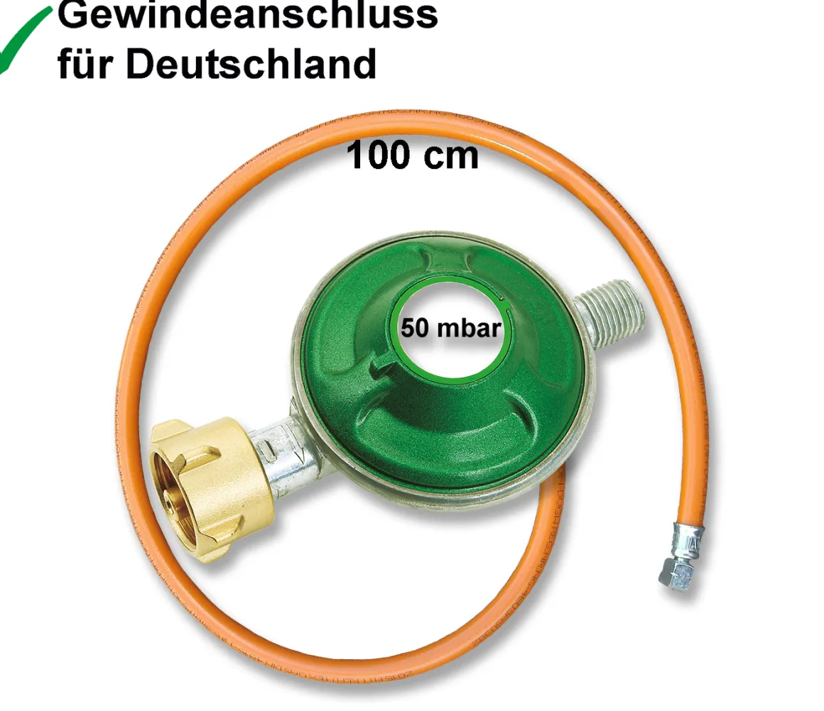 Premium BBQ-GAS Flasche 8kg ungefüllt im Set 1 Regler und Schlauch
