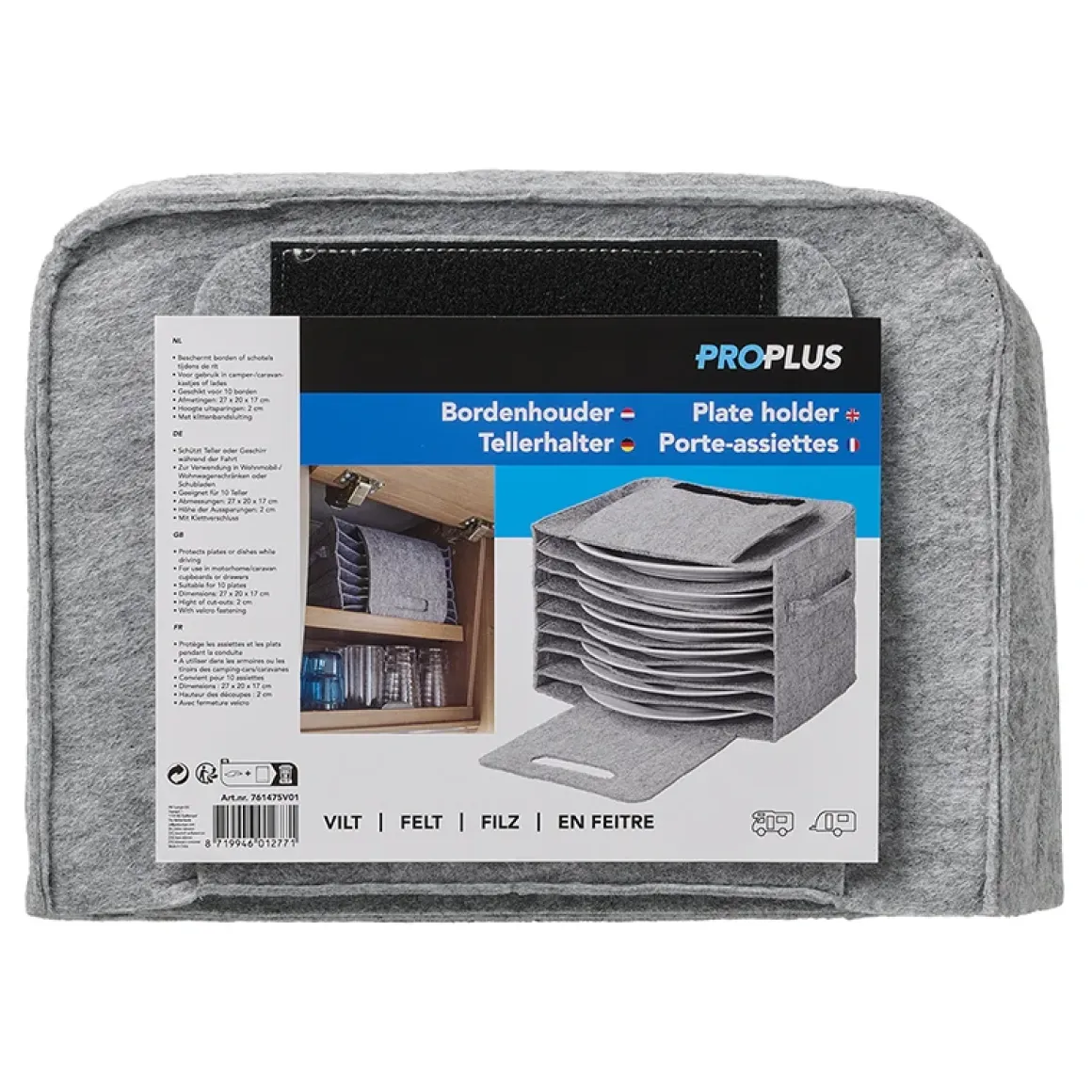 ProPlus Tellerhalter aus Filz für 8 Teller