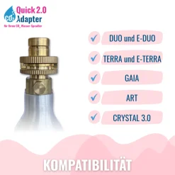Quick-Adapter 2.0 für CO2 Wasser-Sprudler DUO, Art, Gaia, Crystal 3.0 und Terra, 2-teilig