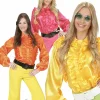 Rüschenbluse aus Satin - sort. in 3 Farbe  Größe: M