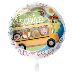 Schulbus Folienballon mit Tieren